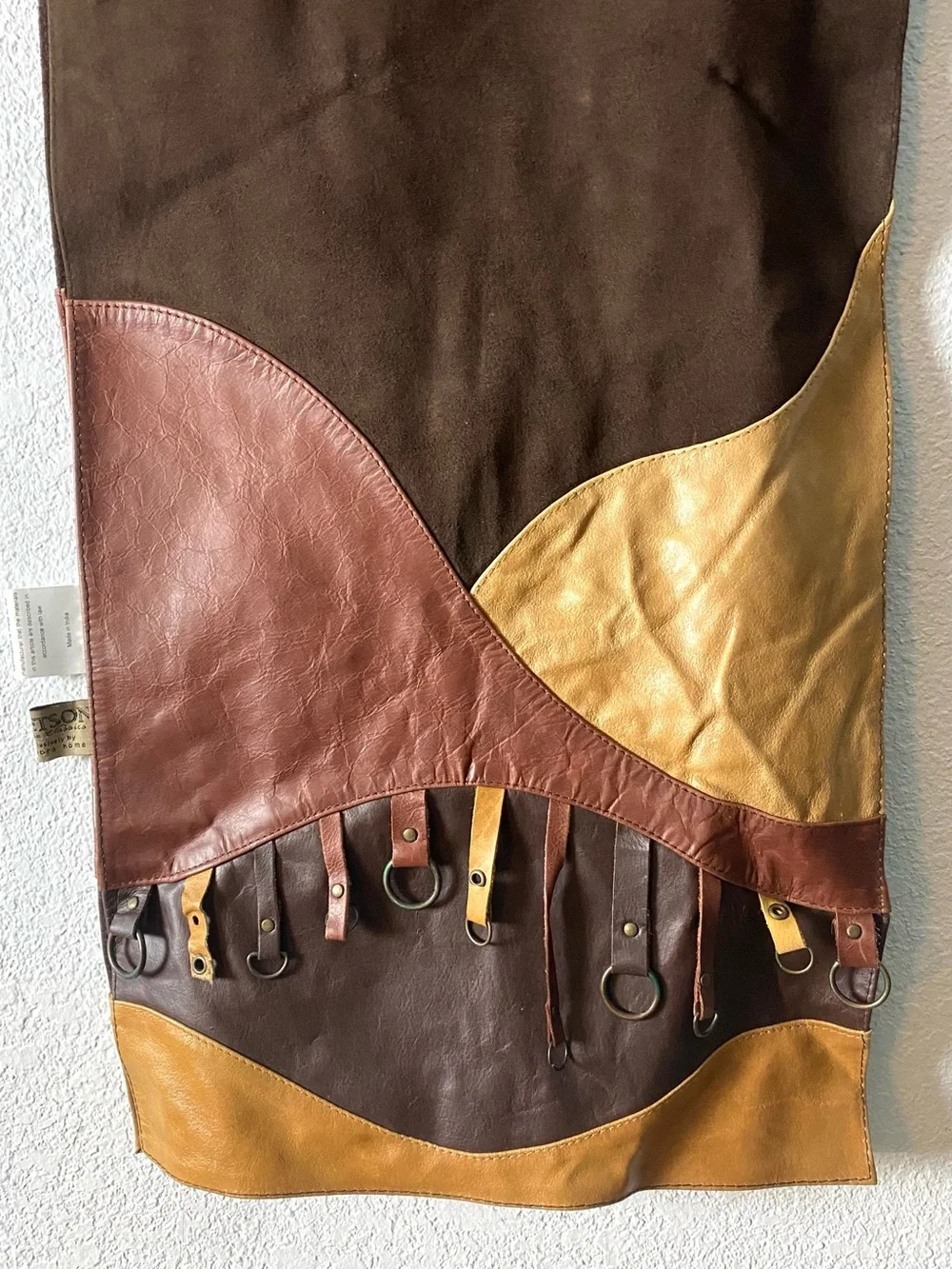 Stetson Home Classics Leather Patchwork Western Rustic Table Runner Brown